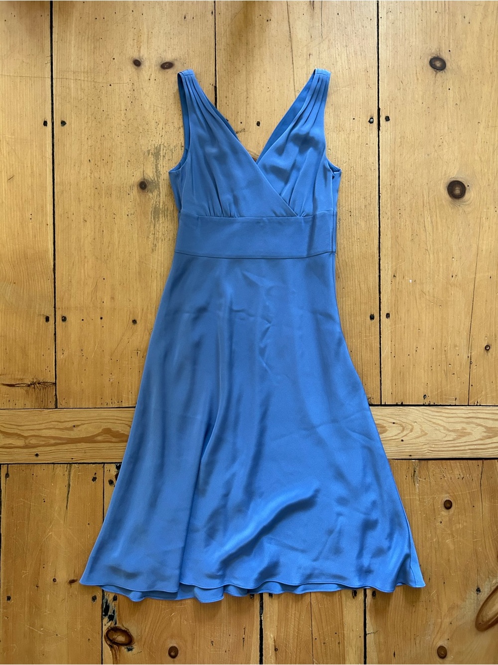 J. Crew 100% Silk Sky Blue V-Neck Sleeveless Midi Dress